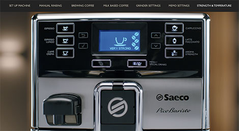 Saeco-espressomachine instellingen voor aromasterkte