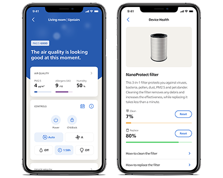 Philips Air+ app Telefoonschermen Luchtkwaliteit