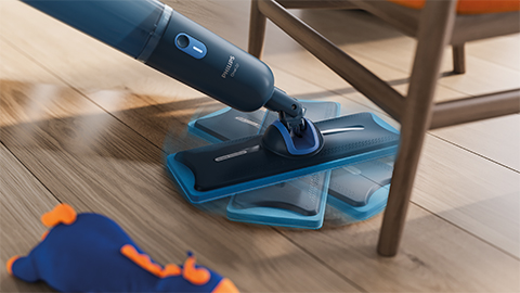 De kop van de Philips OneUp elektrische dweil roteert 360 graden