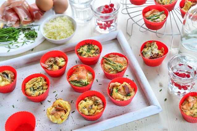 Mini Frittata's met zalm en spek 