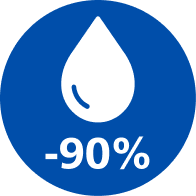 Pictogram voor 90 procent minder vet