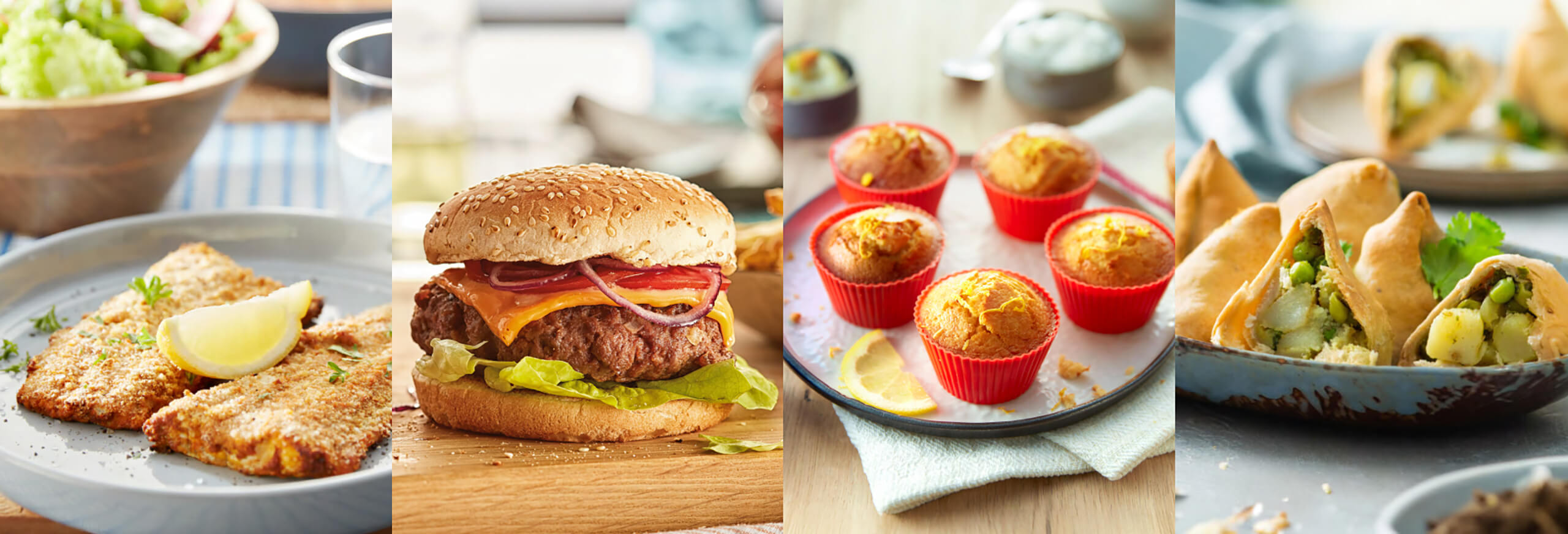 Vier verschillende, heerlijke gerechten bereid met de Philips met twee manden