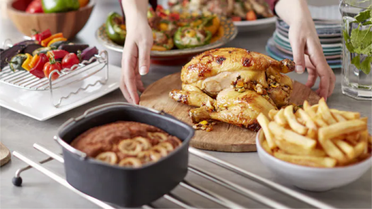 een verscheidenheid aan gerechten bereid met de Airfryer
