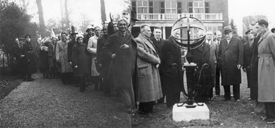Defil&eacute; van personeel na terugkomst van Anton Philips uit de Verenigde Staten, november 1945